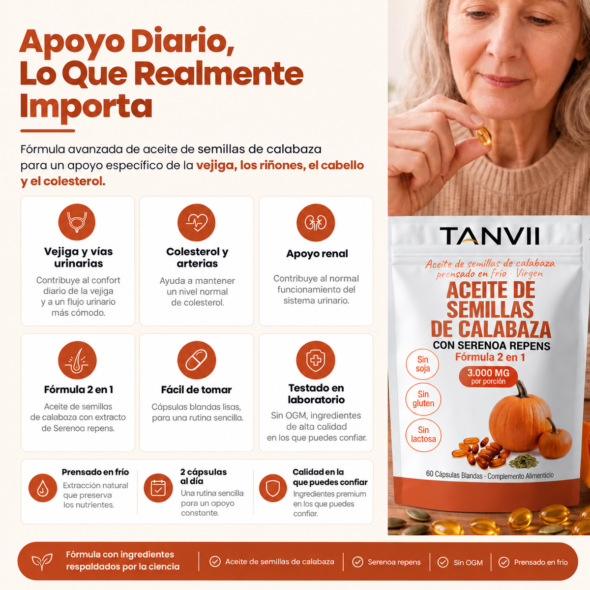 Aceite de Semillas de Calabaza en Cápsulas Blandas