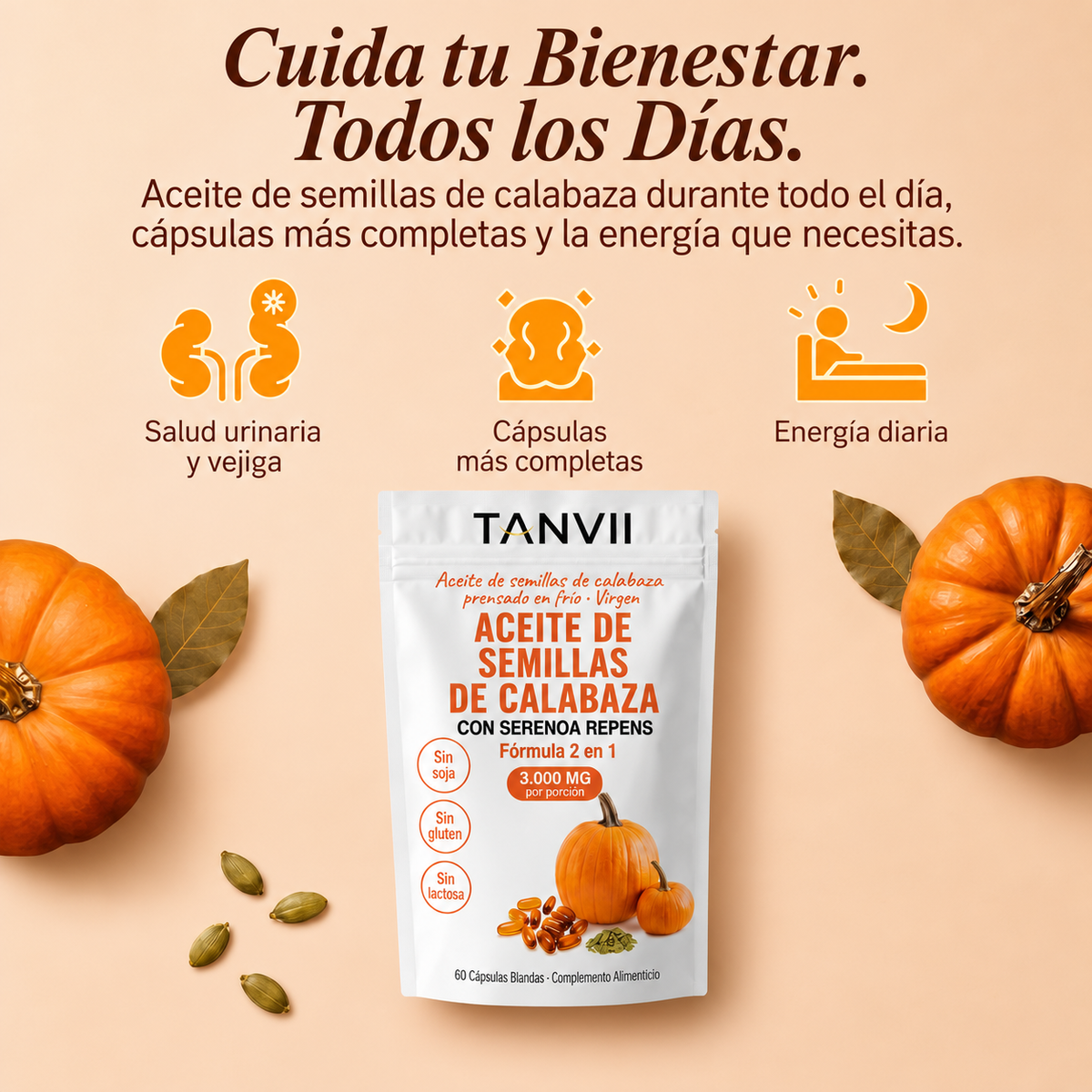 Aceite de Semillas de Calabaza en Cápsulas Blandas