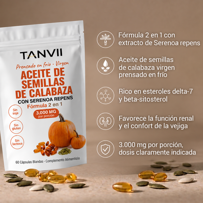 Aceite de Semillas de Calabaza en Cápsulas Blandas
